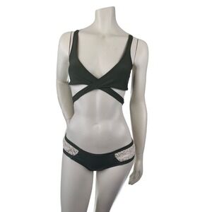 L Space Crochet Bikini Small Green Halter Boho Earthcore Naturecore Grungecore